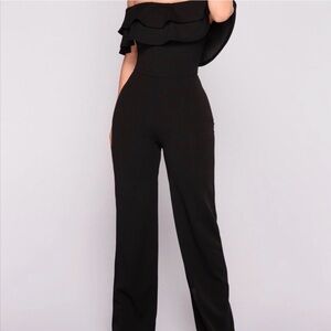 Fashion Nova Black Ruffled Jumpsuit